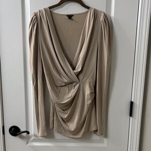Ann Taylor Taupe Drape Blouse